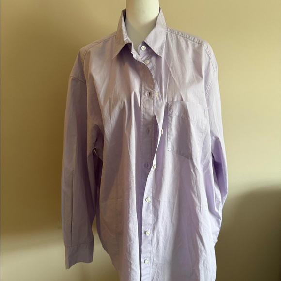 GAP NWT the Big shirt 100% cotton Lavender collar Button-Down Shirt sz L - Picture 2 of 5